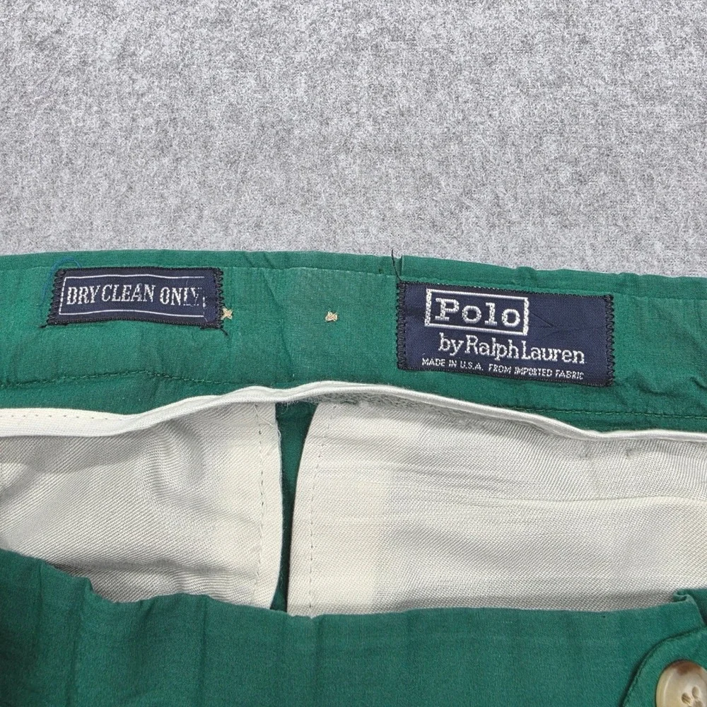 Polo Ralph Lauren Green Pleated Chino Pants Women's Size 16 100% Cotton - Picture 4 of 14